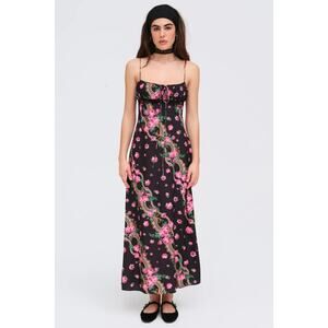 chinese dress ladies FREE PEOPLE Floral Mesh GIANNI Maxi Dress – Silver Accents
